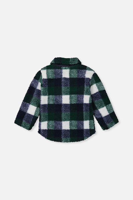 Deux par Deux Zipped Overshirt Blue And Green Checks