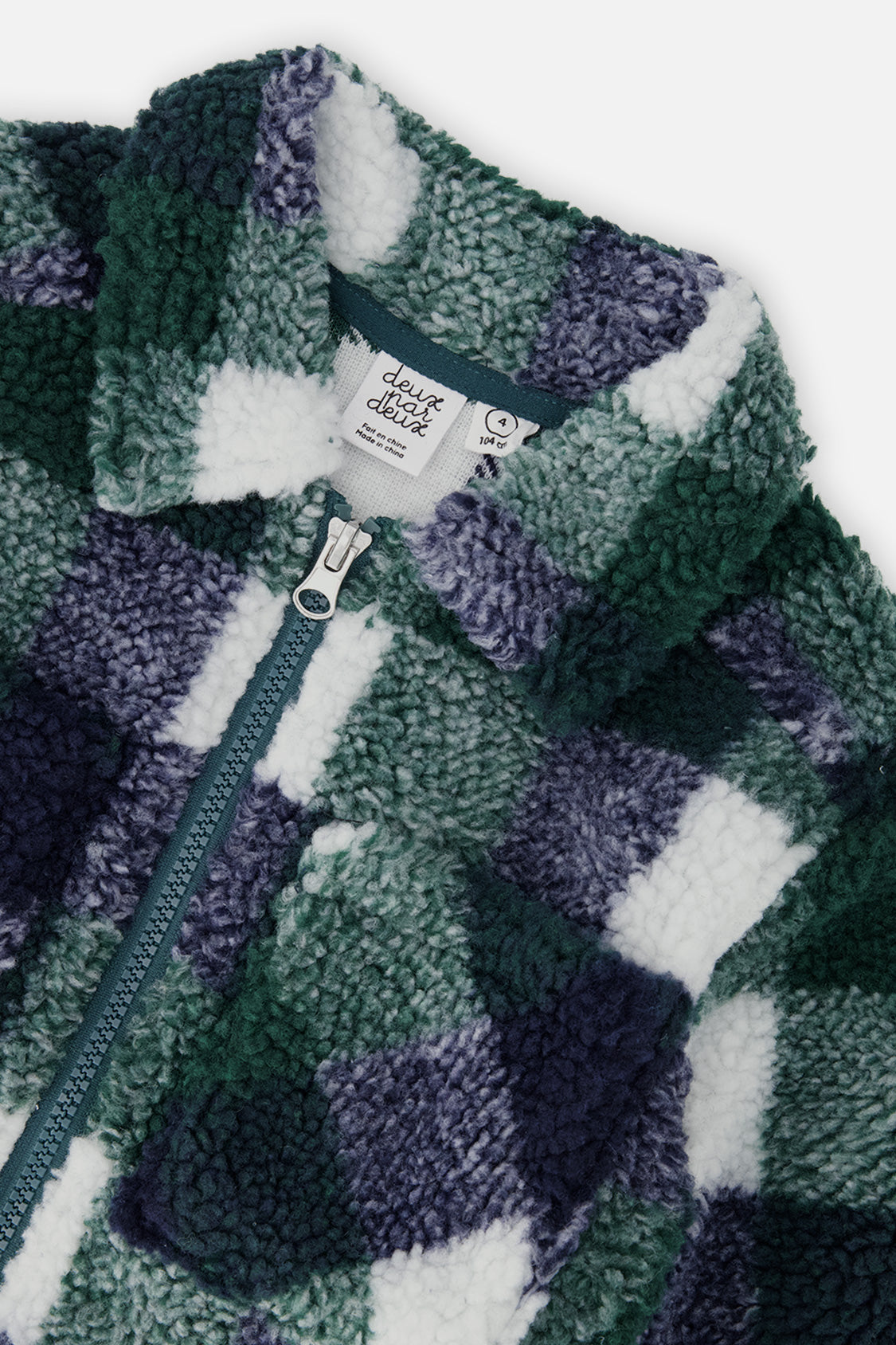 Deux par Deux Zipped Overshirt Blue And Green Checks