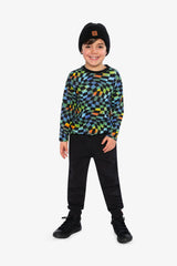 Organic Cotton Long Sleeve T-Shirt Blue Checkered Print-4