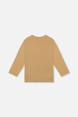 Deux par Deux Long Sleeve Organic Cotton T-Shirt Beige