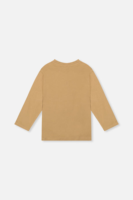 Deux par Deux Long Sleeve Organic Cotton T-Shirt Beige