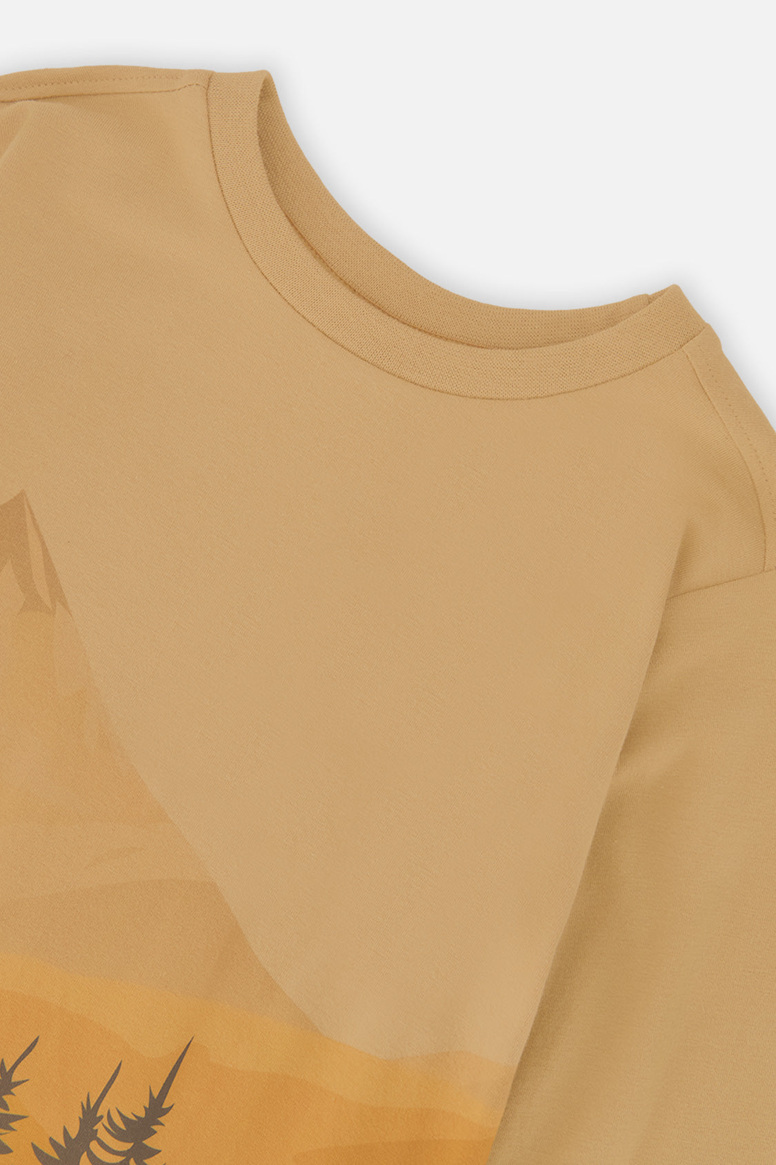 Deux par Deux Long Sleeve Organic Cotton T-Shirt Beige