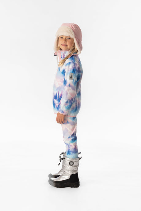Mid-Season Plush Pop-Over Polar Jacket Blue And Pink Mountain Print-2