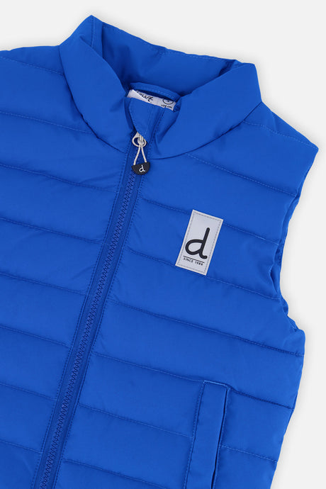 Deux par Deux blue puffer vest, alternate view
