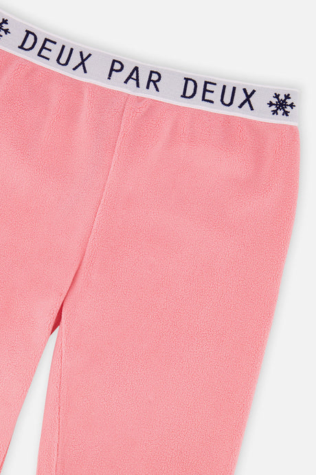 Deux par Deux girls' thermal leggings in light pink – alternate view