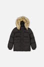 Winter Jacket With Faux-Fur Hood Black-0
