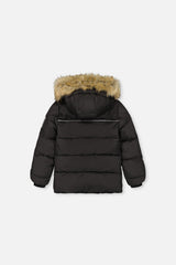 Winter Jacket With Faux-Fur Hood Black-1