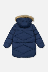 Long Winter Puffer Coat Dark Blue-1