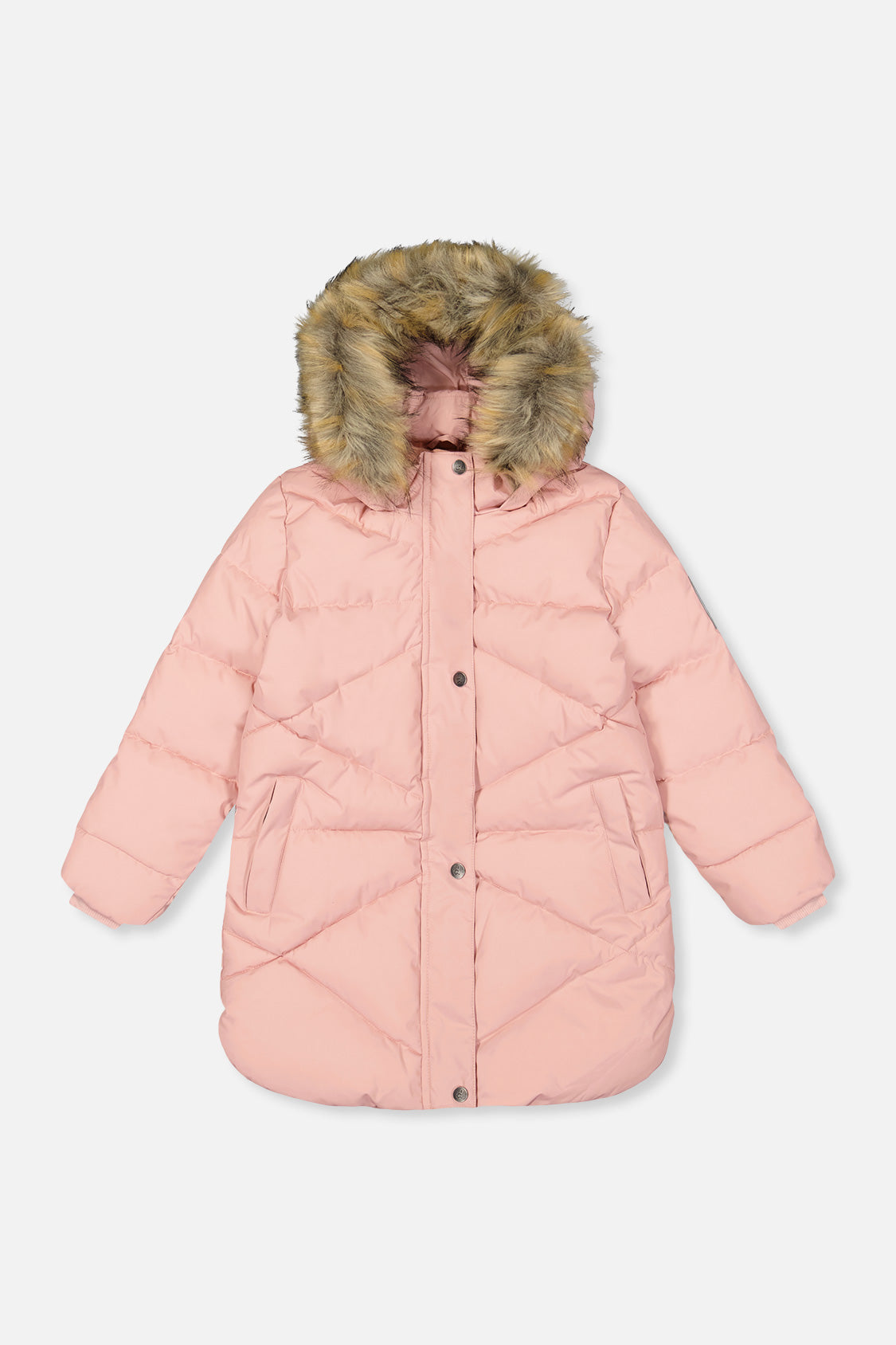 Long Winter Puffer Coat Pale Dusty Pink-0