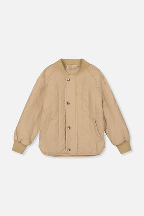 Quilted Raglan Sleeve Jacket Beige-0