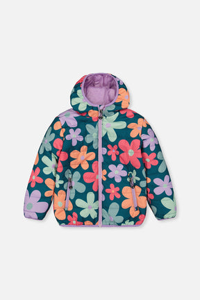 Quilted Mid-Season Jacket Green Floral Print-0