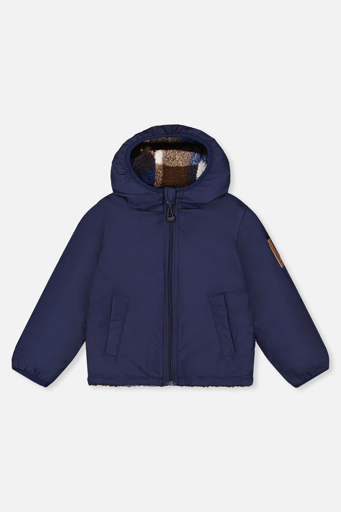 Reversible Mid-Season Jacket Dark Blue And Brown-2