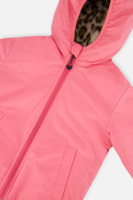 Deux par Deux Reversible Mid-Season Jacket Pink And Leopard