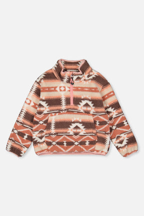 Mid-Season Plush Pullover Jacket Aztec Pink-0