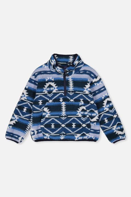 Mid-Season Plush Pullover Jacket Aztec Blue-0