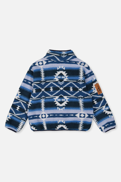 Mid-Season Plush Pullover Jacket Aztec Blue-4