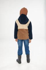 Reversible Mid-Season Jacket Dark Blue, Beige And Brown-3