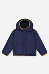 Baby Reversible Mid-Season Jacket Dark Blue, Beige And Brown-2