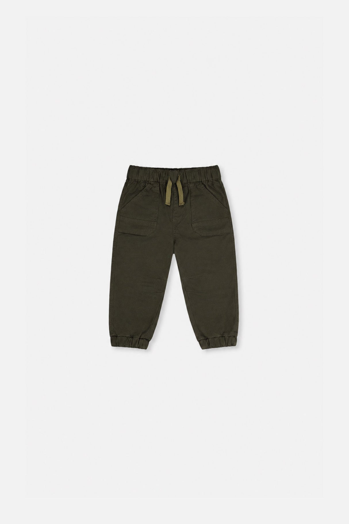 Baby Stretch Canvas Jogger Pants Very Dark Green-0