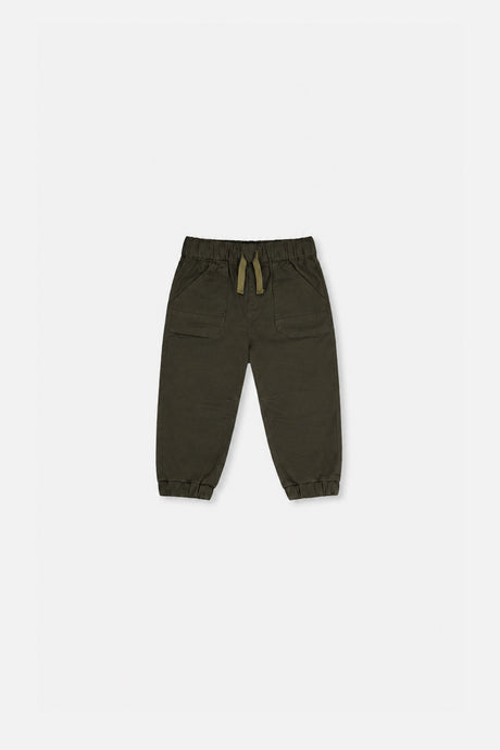 Baby Stretch Canvas Jogger Pants Very Dark Green-0