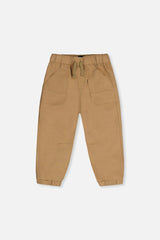 Stretch Canvas Jogger Pants Beige-0
