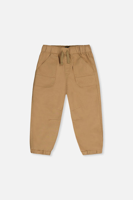Stretch Canvas Jogger Pants Beige-0