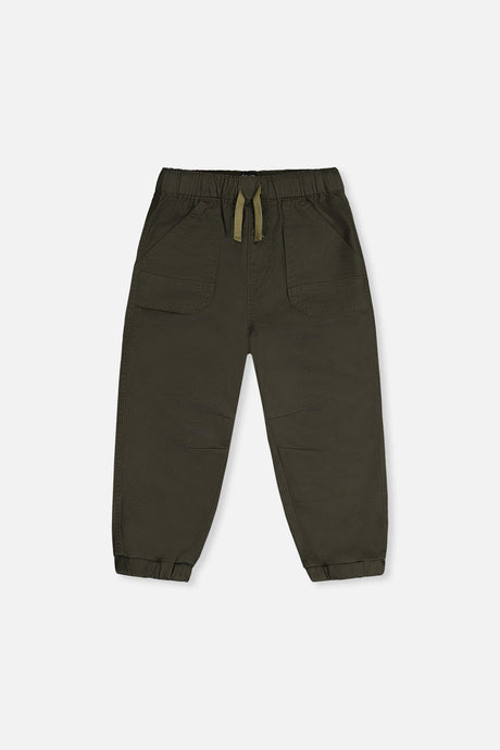 Stretch Canvas Jogger Pants Very Dark Green-0