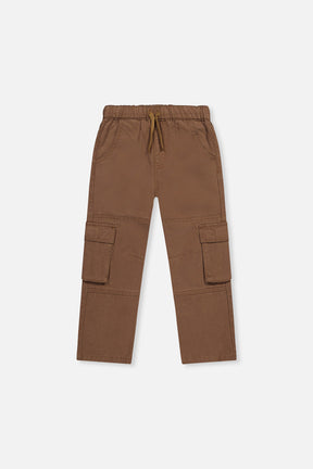 Twill Pants With Cargo Pockets Neutral Brown-0