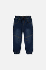 French Terry Denim Jogger Pants Navy Blue-0