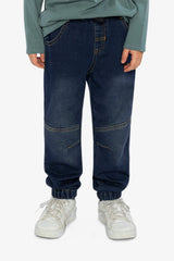 French Terry Denim Jogger Pants Navy Blue-1