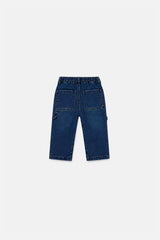 Baby French Terry Denim Pants Navy Blue-1