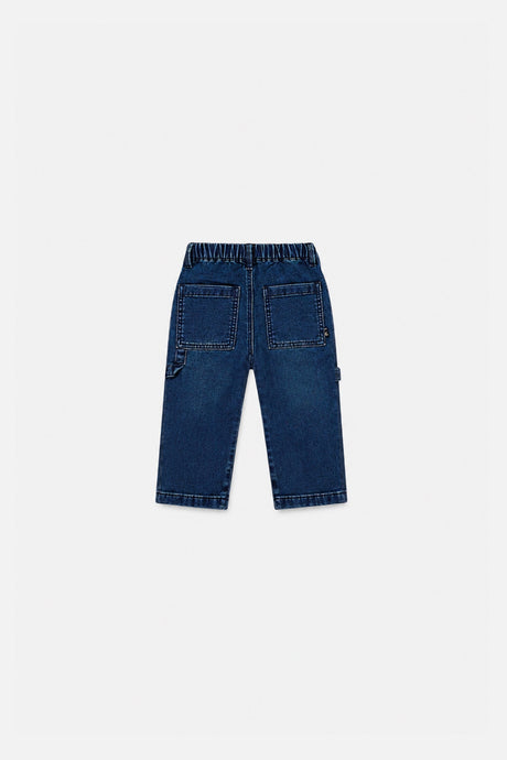 Baby French Terry Denim Pants Navy Blue-1