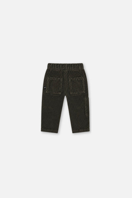 Baby Stretch Corduroy Pants With Cargo Pocket Dark Grey-1