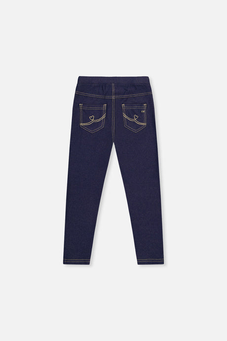 Back view of the Deux par Deux navy blue denim-look jeggings