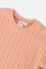 Additional view of the pink cropped jacquard sweatshirt by Deux par Deux