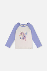 Raglan Organic Cotton T-Shirt Violet And Off-White-0