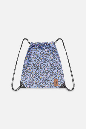 Drawstring Bag Blue Leopard Print-0