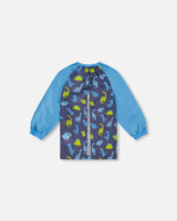 Apron Blue Printed Dinos-1