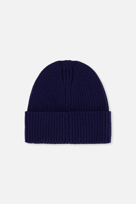 Ribbed Knit Hat Navy Blue-1