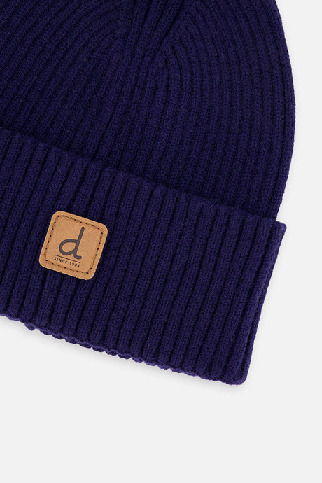 Ribbed Knit Hat Navy Blue-2