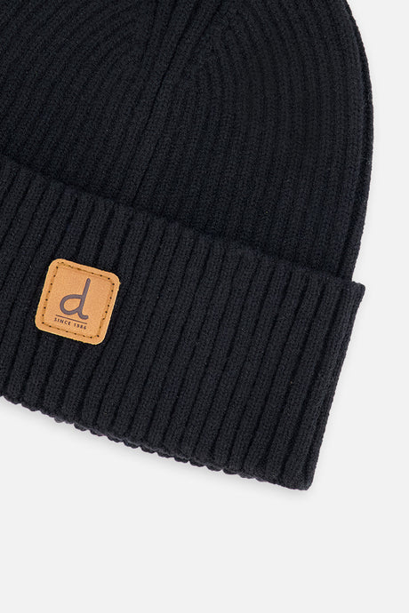 Ribbed Knit Hat Black-2