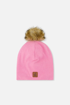 Baby Jersey Hat With Pompom Pink-0