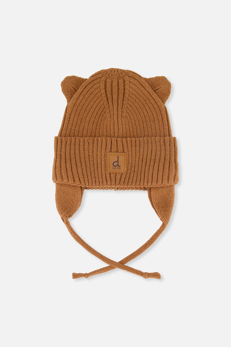 Baby Knit Hat With Strings Brown Sugar-0