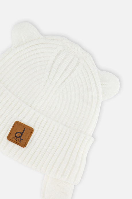 Baby Knit Hat With Strings Off-White-2