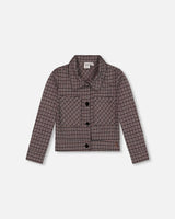 Jacquard Knit Jacket With Houndstooth Pattern | Deux par Deux | Jenni Kidz