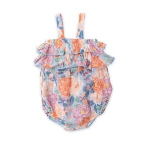 Angel Dear Camellia cotton muslin ruffle bubble for baby girls front view