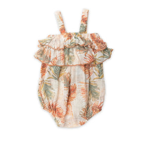 Angel Dear Palm Leaves cotton muslin ruffle bubble for baby girls front view