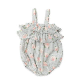 Angel Dear Rose Dot Gray cotton muslin ruffle bubble front view