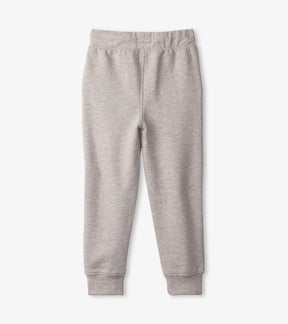 Back of Hatley Athletic Grey joggers showing the plain heather grey fabric, elastic waistband and ankle cuffs.