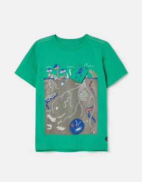 Joules Chomp Green Underground Interactive T-Shirt: front view with underground scene